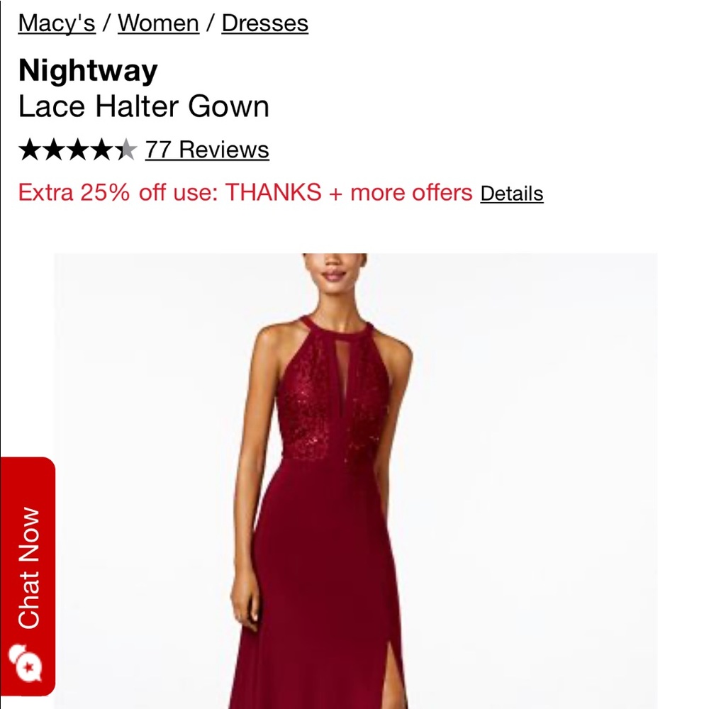 Nightway maroon colored gown